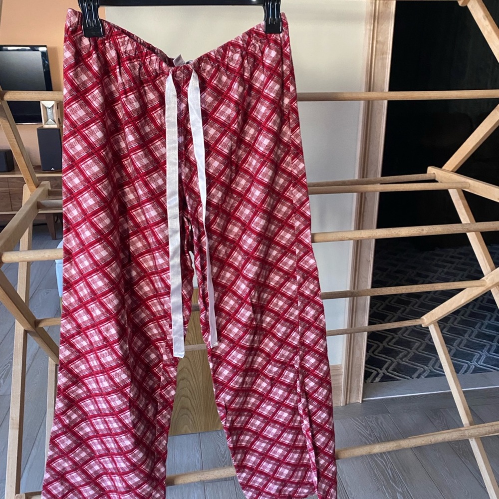 Red plaid flannel pajamas Ann Taylor Loft Size S